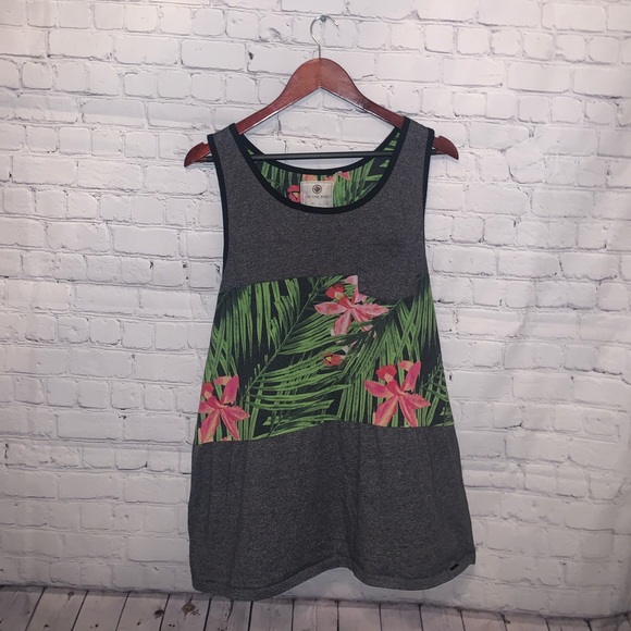 On the Byas Green & Gray tropical tank top sz XL - Picture 2 of 11